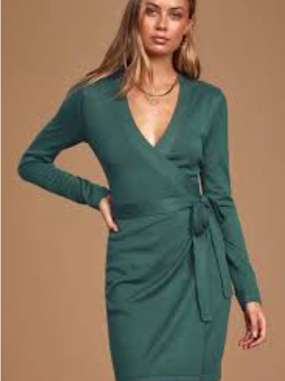 Lulus NWT Green Wrap Sweater Dress Sz Small